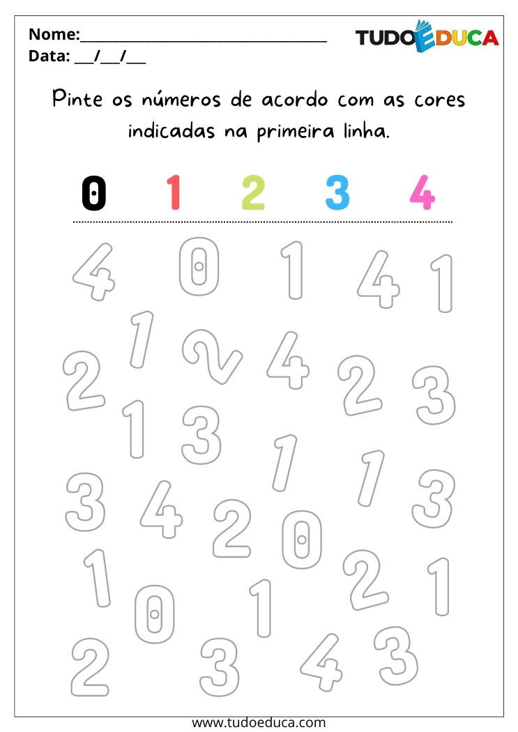 Atividades de matemática para alunos com deficiência intelectual pinte os números conforme a indicação das cores para imprimir
