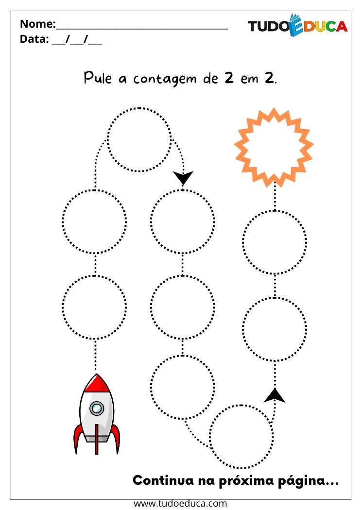 Atividade de matemática para alunos especiais pule a contagem de 2 em 2 para imprimir