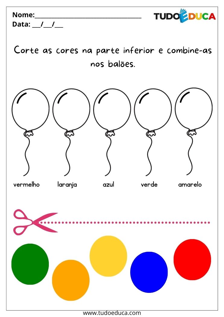 Atividades para alunos com TDAH corte os círculos e cole-os no balão correto para imprimir