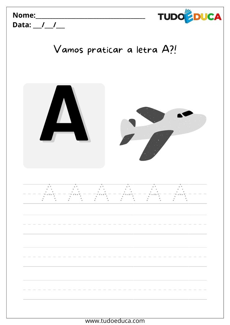 Atividades para alunos com deficiência intelectual hora de praticar a letra A para imprimir