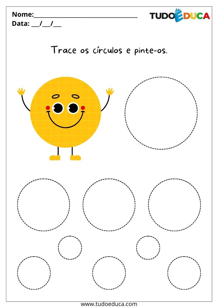 Atividades para alunos com deficiência intelectual trace e pinte os círculos para imprimir
