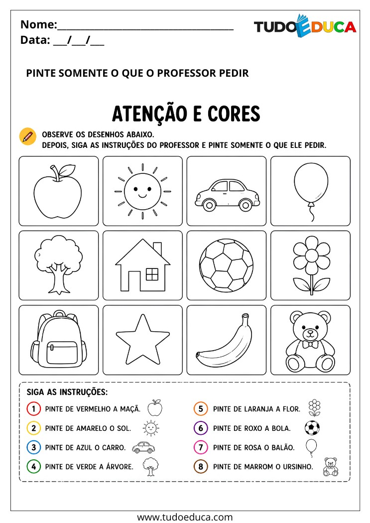 Atividade de pintura guiada para Alunos Autistas para Imprimir