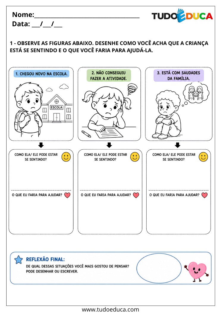 Atividade sobre atitudes para Alunos Autistas para Imprimir