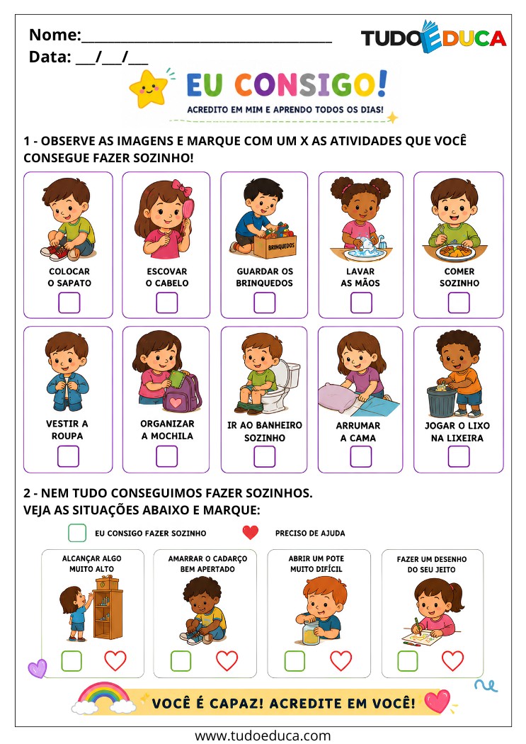 Atividade sobre capacidades de Alunos Autistas