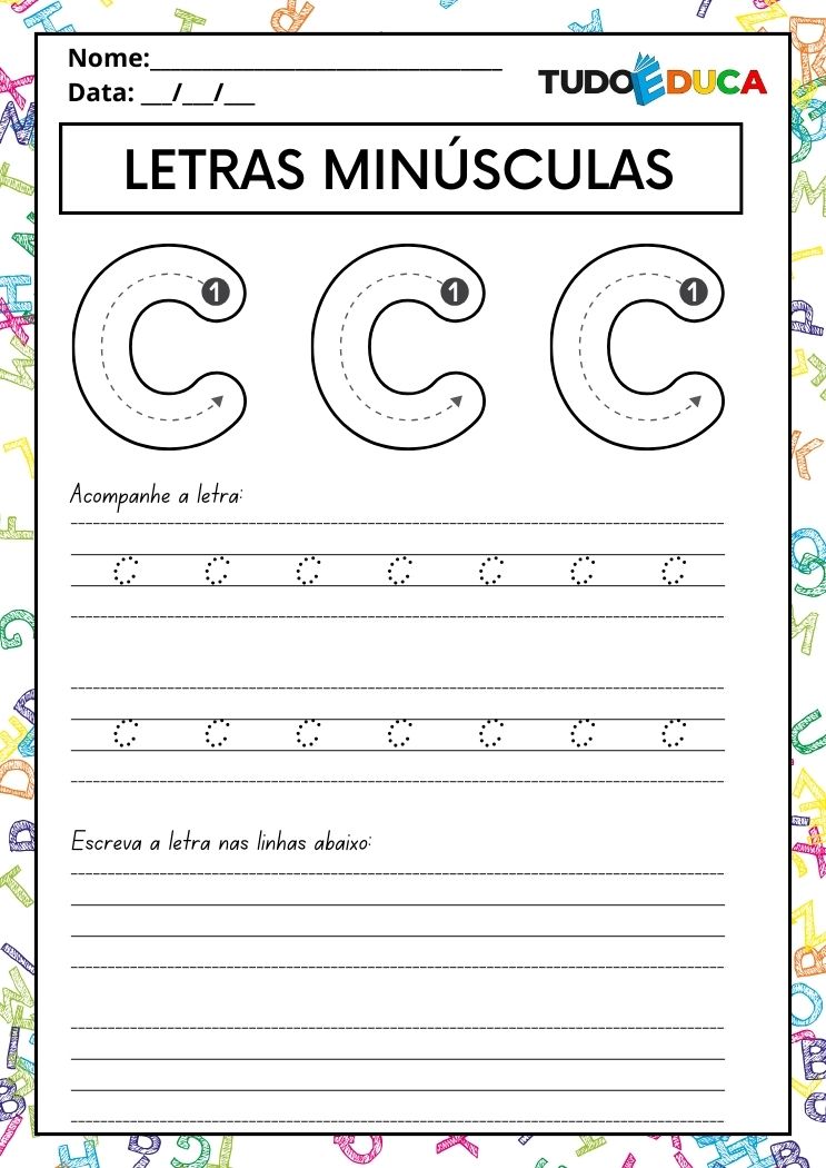 Atividade com alfabeto para autista letra C
