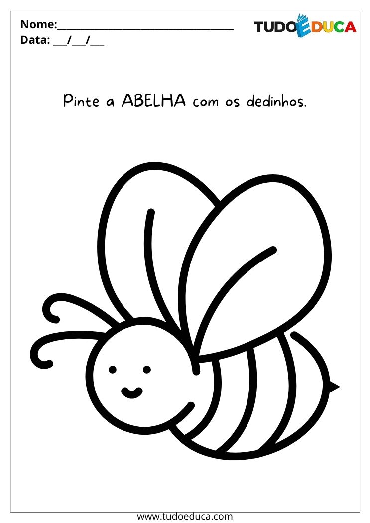 Atividade para Autismo 1 ano pinte a abelha com os dedinhos