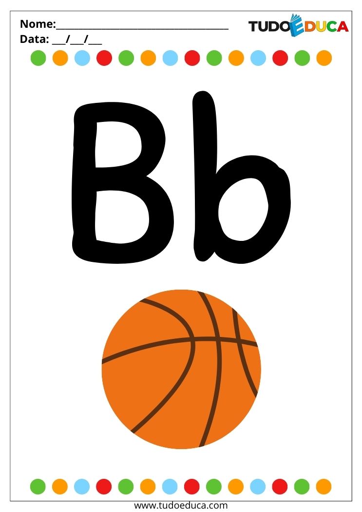 Atividade introdução ao abecedário para autistas letra B de bola