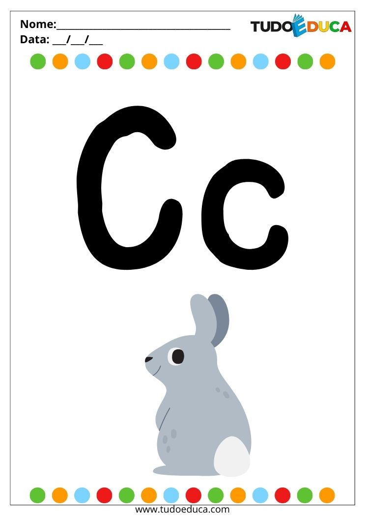 Atividade introdução ao abecedário para autistas letra C de coelho