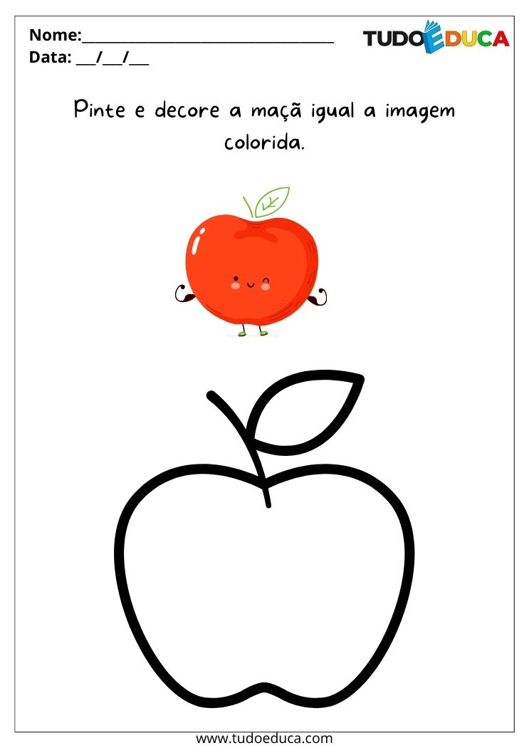 Atividade pinte a maçã igual a figura