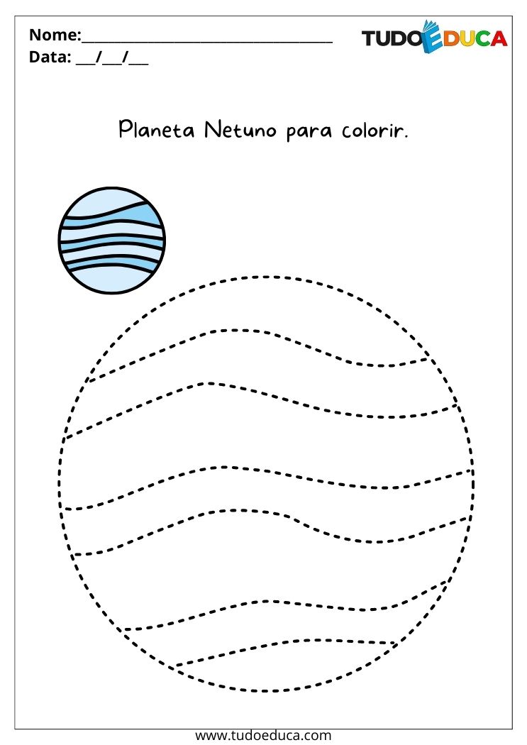 Atividade do sistema solar para alunos autistas trace e pinte o planeta para imprimir