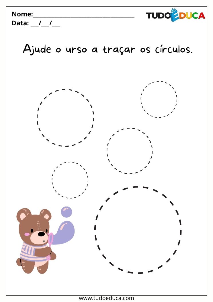 Atividade para o Maternal para Imprimir trace e pinte os círculos
