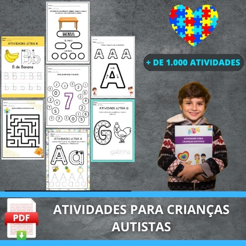 Banner Atividades em pdf para Crianças Autistas