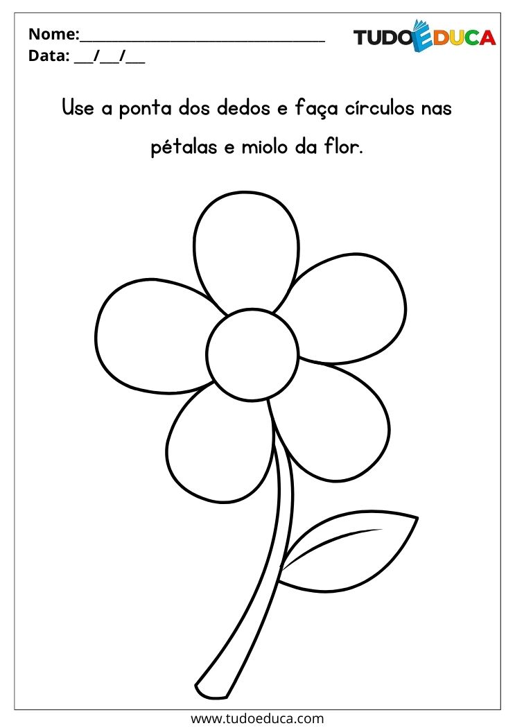 Atividade com Formas Geométricas para Educação Infantil para Imprimir faça círculos nas pétalas e miolo da flor