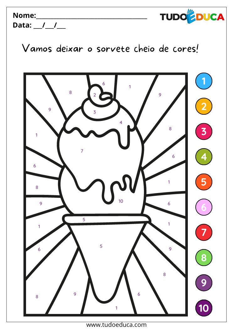 Atividade de Pintura Guiada para Educação Infantil vamos deixar o sorvete colorido