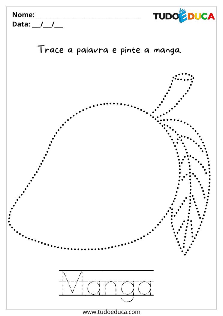 Atividade de português para o maternal escreva a palavra e pinte a manga