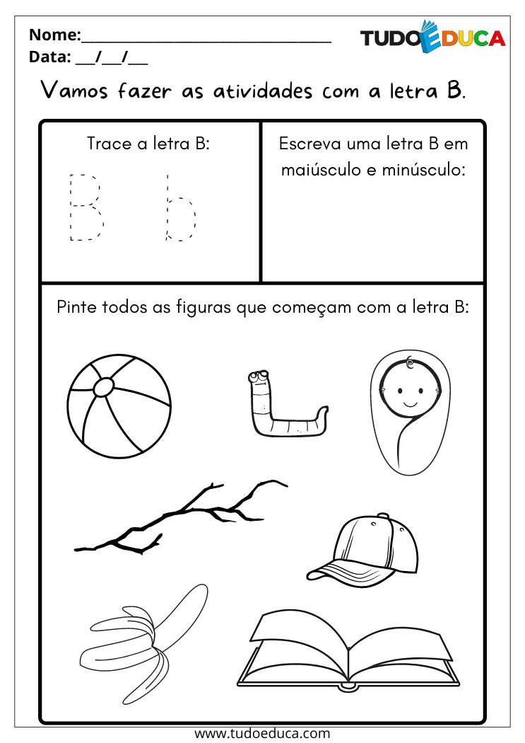 Atividade de português para educação infantil atividades com a letra B
