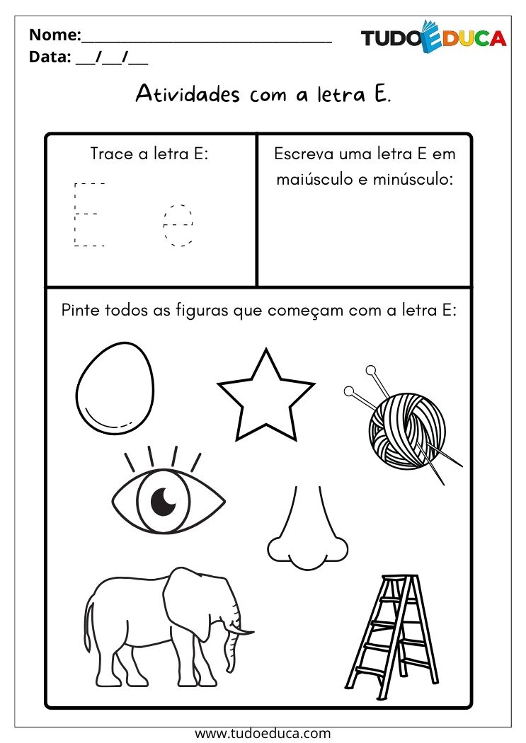 Atividade de português para educação infantil atividades com a letra EAtividade de português para educação infantil atividades com a letra E
