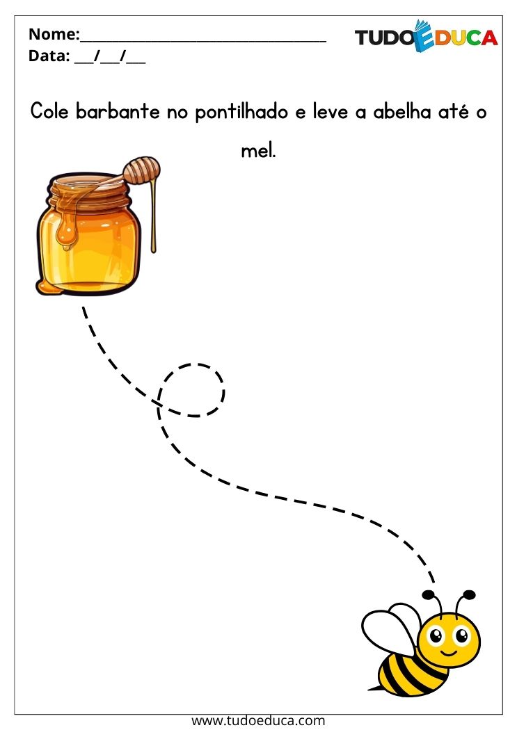 Atividade de Colagem para a Educação Infantil cole barbante no pontilhado