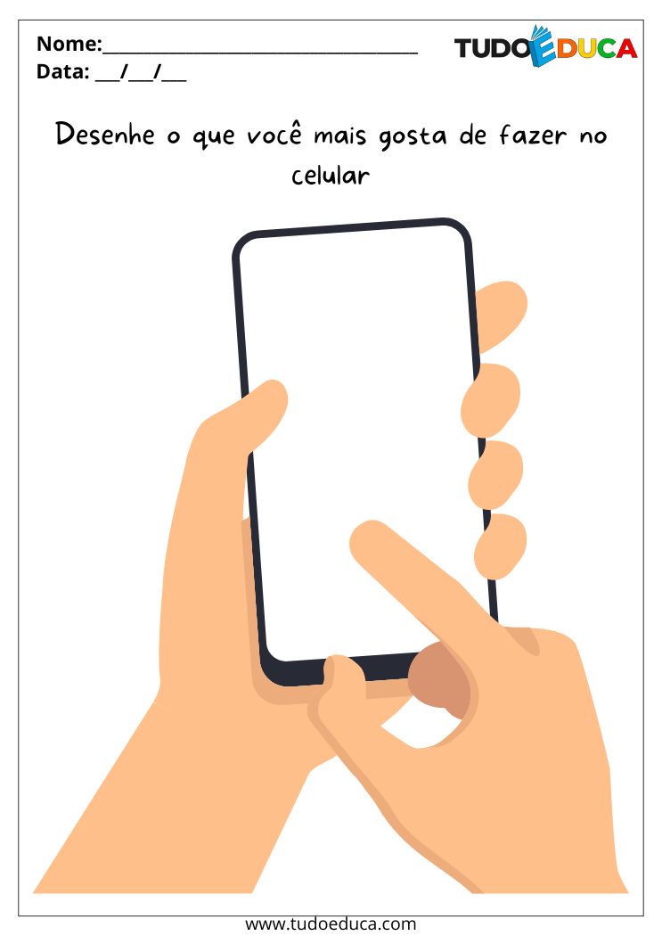 Atividade Sobre Bem-Estar Digital para a Educação Infantil desenhe celular