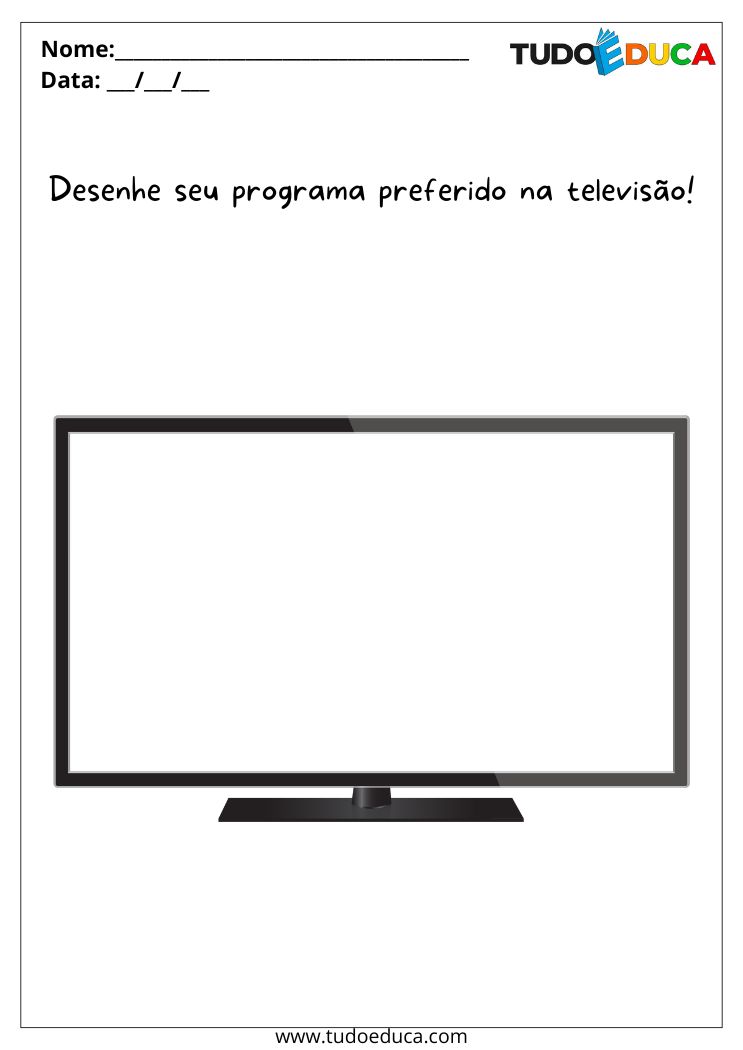 Atividade Sobre Bem-Estar Digital para a Educação Infantil desenhe televisao