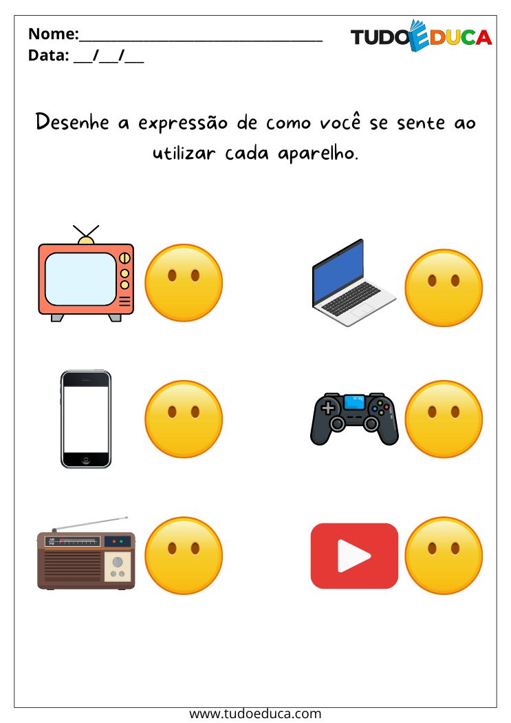 Atividade Sobre Bem-Estar Digital para a Educação Infantil emocoes digitais