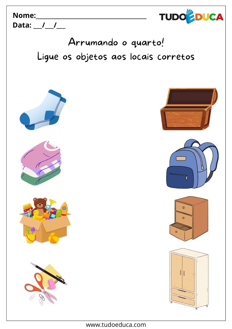 Atividade Sobre o Cotidiano para Autistas arrumando o quarto