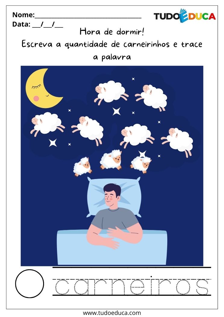 Atividade Sobre o Cotidiano para Autistas contando carneirinhos