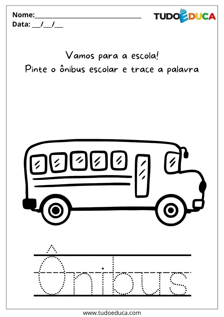 Atividade Sobre o Cotidiano para Autistas onibus escolar