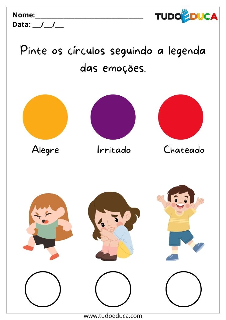 Atividade sobre Comunicação para Autistas cores sentimentos