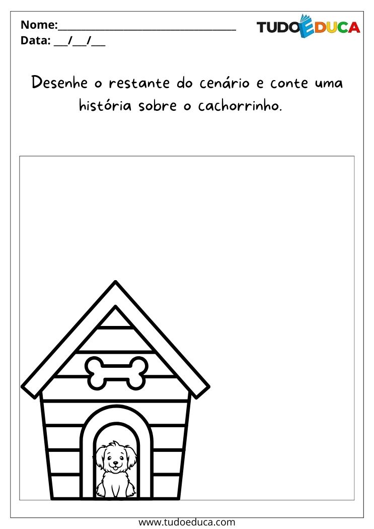 Atividade sobre Comunicação para Autistas desenhe o cenário cachorro