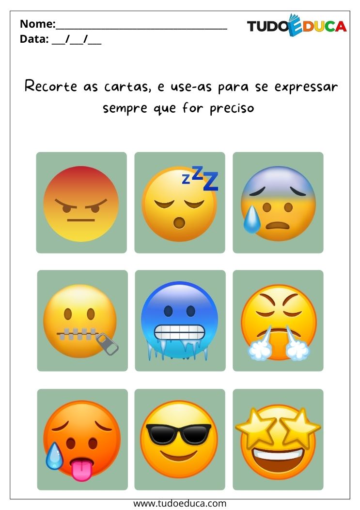 Atividade sobre Comunicação para Autistas emoções emojis