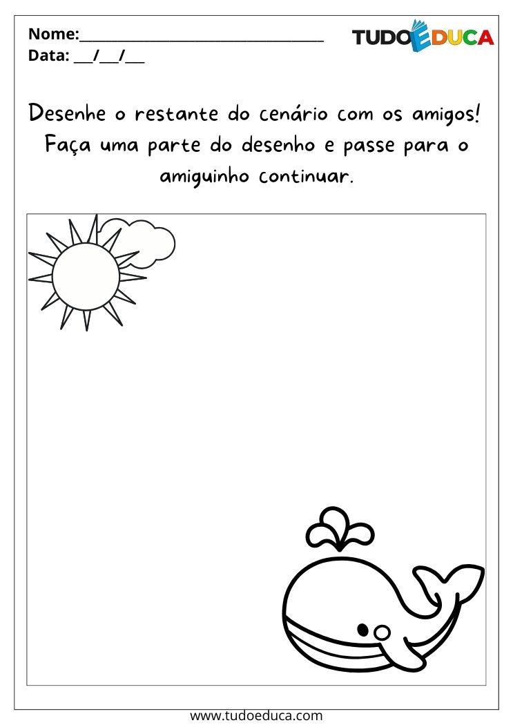 Atividade sobre Socialização para Autistas complete o desenho