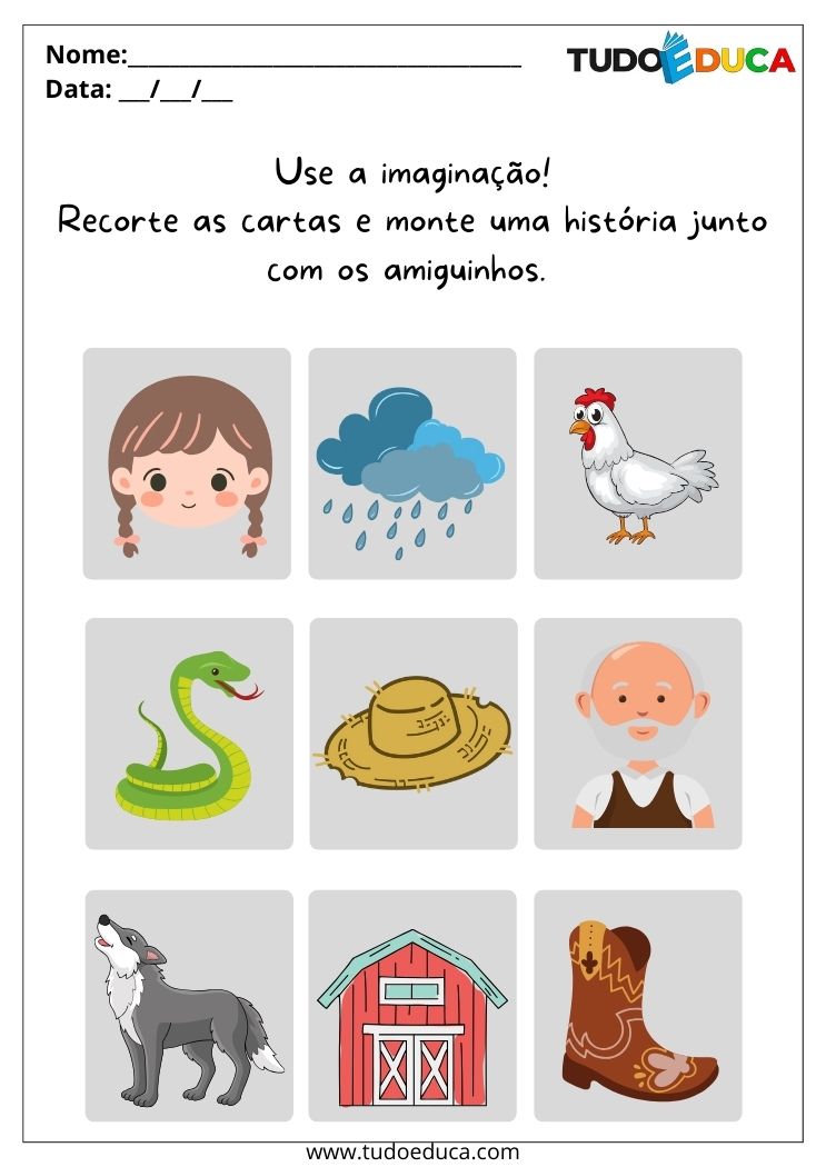 Atividade sobre Socialização para Autistas monte a historia