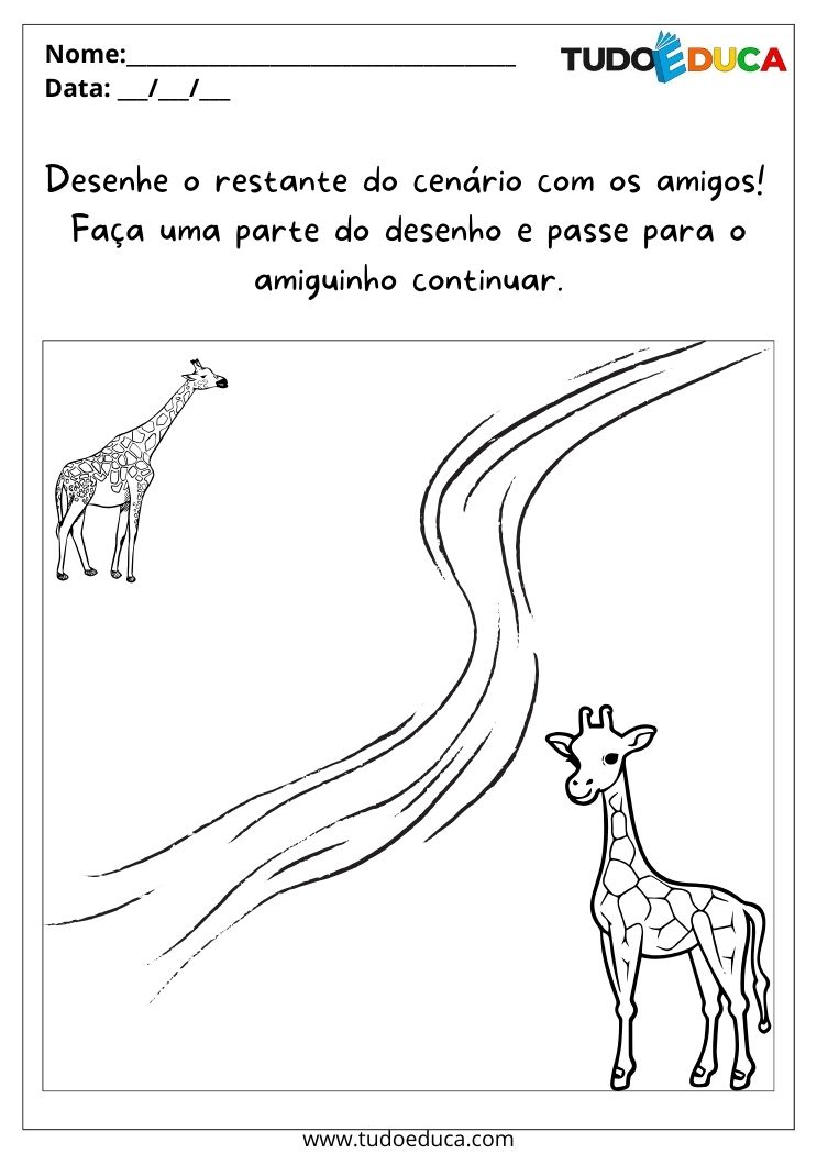 Atividade sobre Socialização para a Educação Infantil cenario das girafas