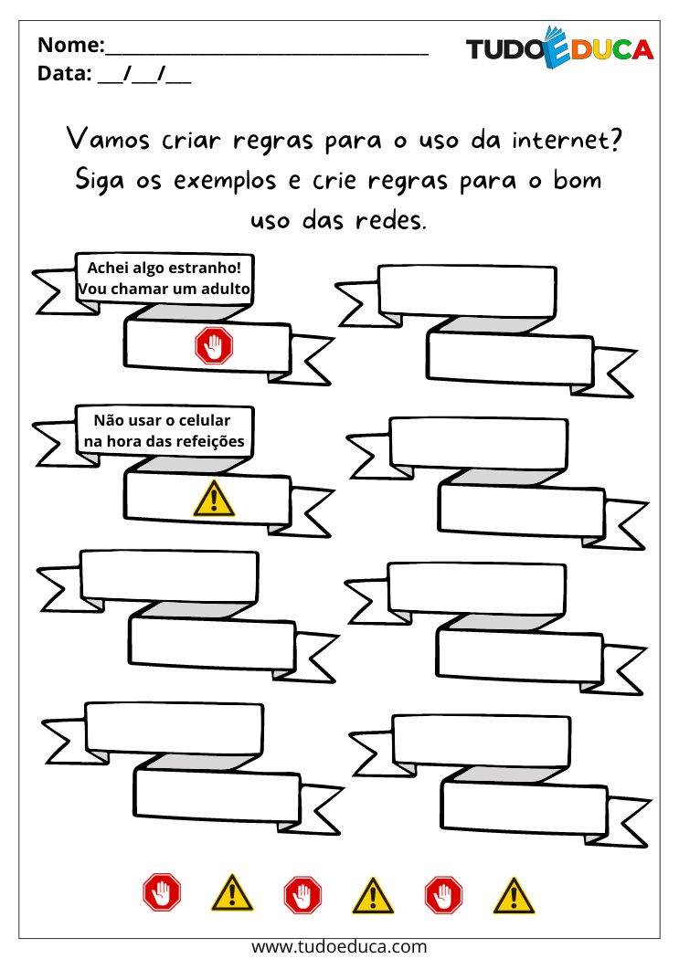 Atividade Sobre Controle Parental para a Educação Infantil cartazes de regras