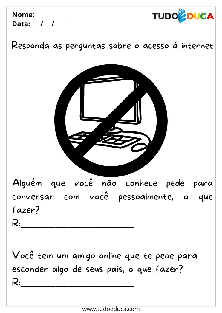 Atividade Sobre Controle Parental para a Educação Infantil o que fazer nessas situacoes