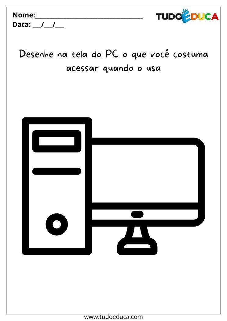 Atividade Sobre Controle Parental para a Educação Infantil o que voce usa no pc