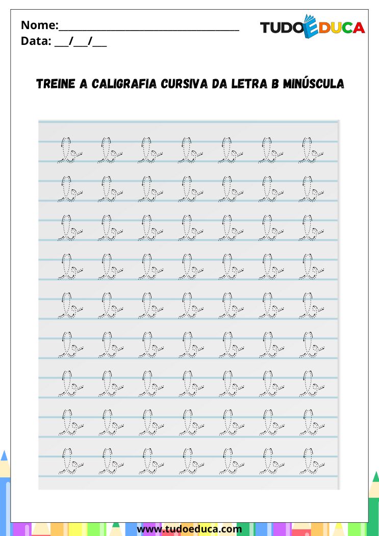 Atividade com a Letra B Cursiva para a Alfabetização Infantil pratique a letra B minuscula