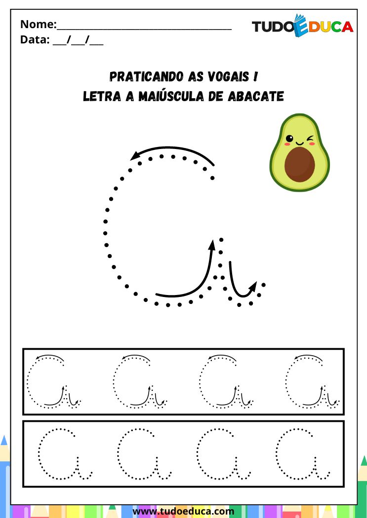 Atividade para Ensinar Vogais na Alfabetização letra A maiscula