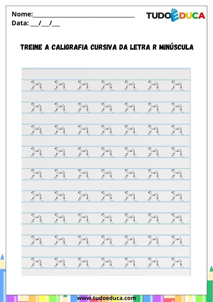 Atividade com a Letra R Cursiva para a Alfabetização pratique a letra R minuscula