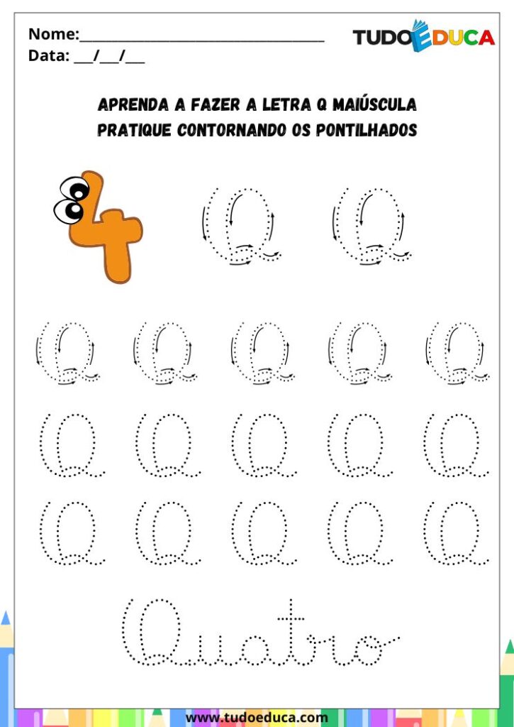 10 Atividades com a Letra Q Cursiva para a Alfabetização