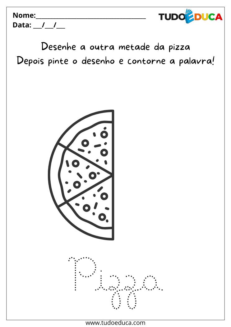 Atividade Educativa de Simetria para as Férias complete a pizza