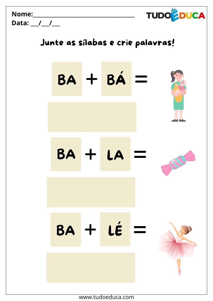 Atividades com Silabas para volta as Aulas escreva a palavra bala