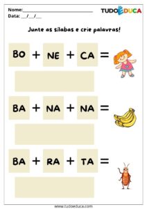 12 Atividades com Sílabas para volta às Aulas