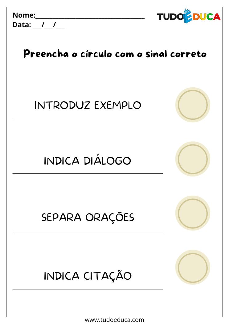 Atividades de Português Dificuldade de Leitura insira o sinal