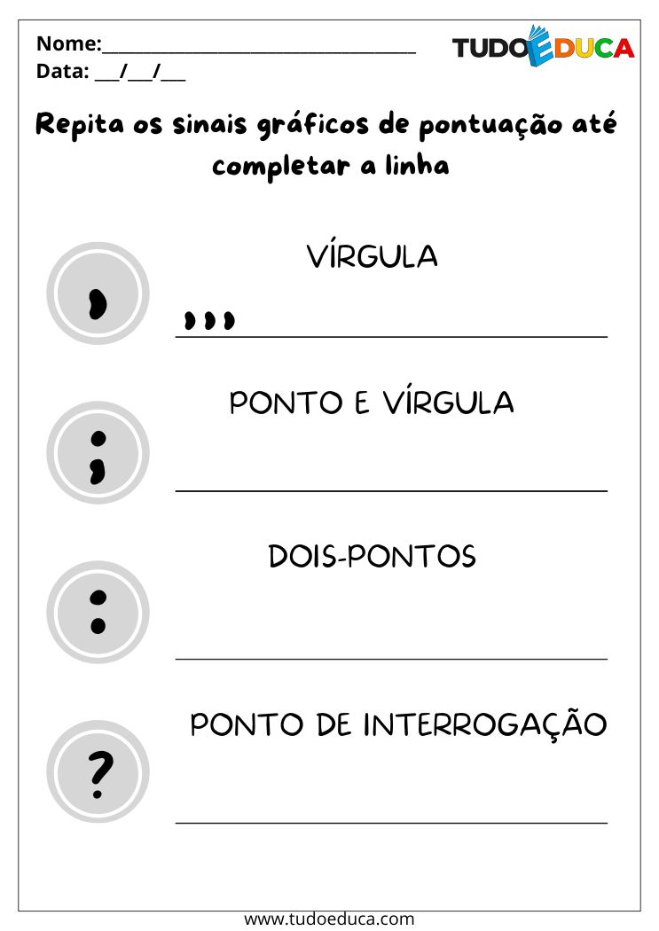 Atividades de Português Dificuldade de Leitura repita os sinais