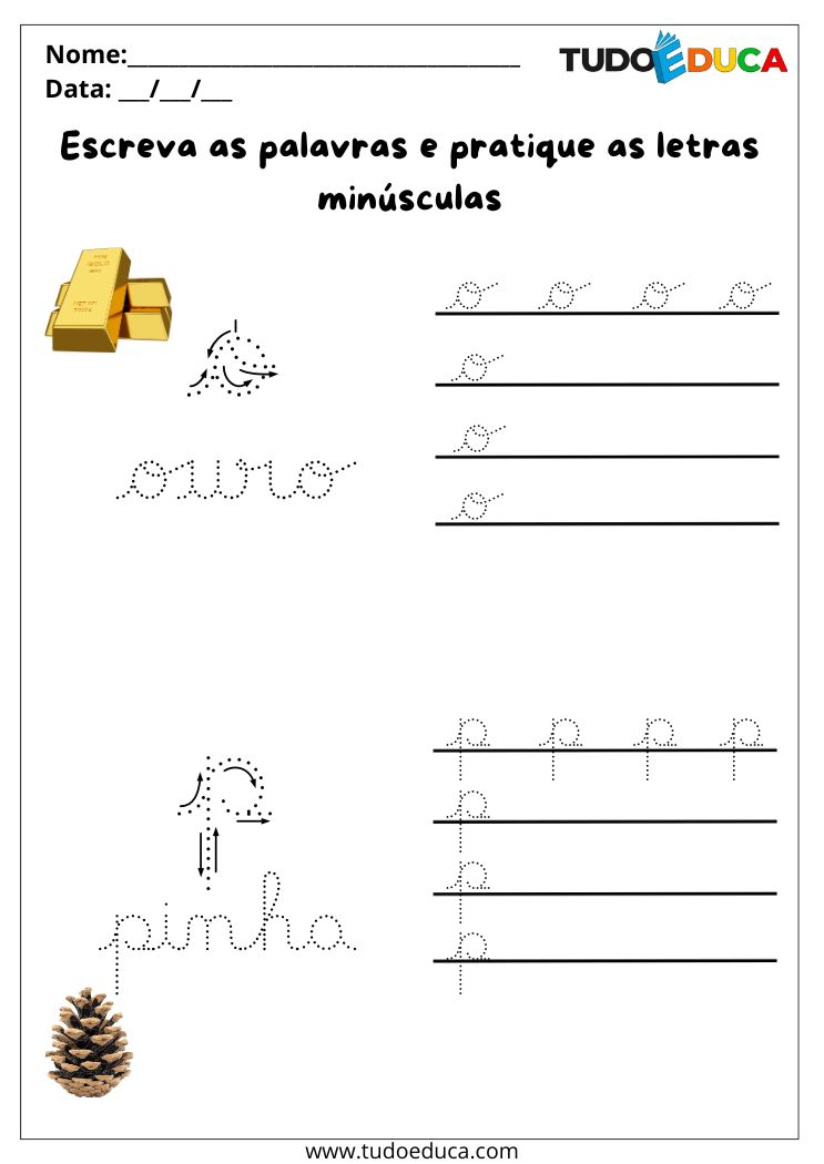 Atividade com letras cursivas minusculas O e P