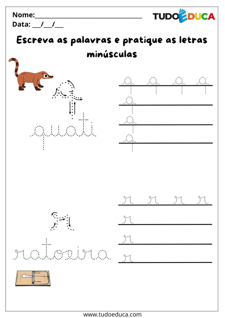 Atividade com letras cursivas minusculas Q e R