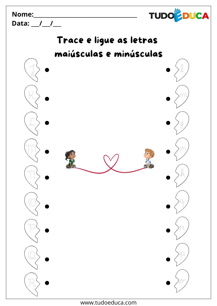 Atividade com Letras Cursivas Minúsculas e Maiúsculas ligue as correspondentes