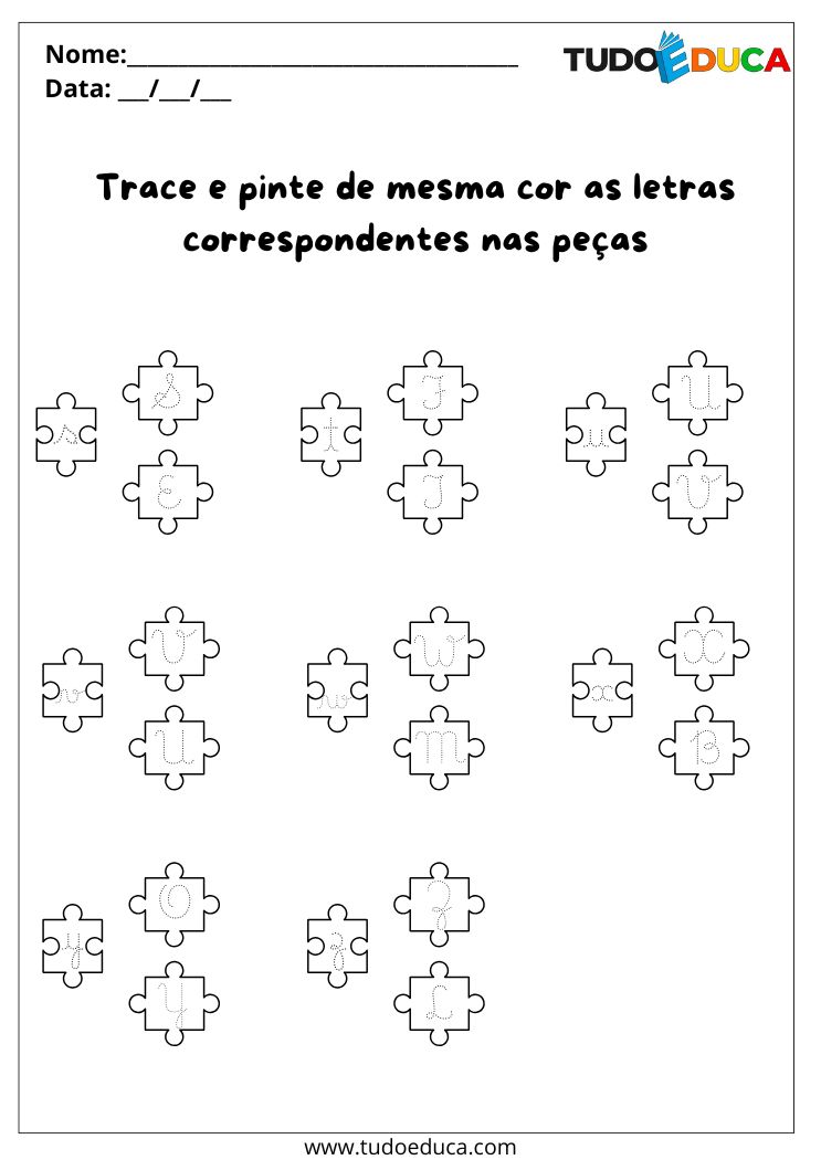 Atividade com Letras Cursivas Minúsculas e Maiúsculas pinte as letras corretas